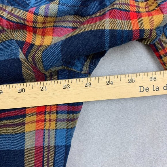 men's Banana Republic flannel blue red plaid long sleeve shirt large - Picture 4 of 6